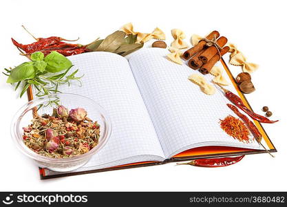 paper for recipes vegetables, and spices