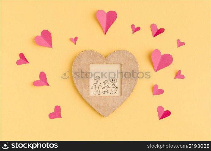 paper hearts frame with painting