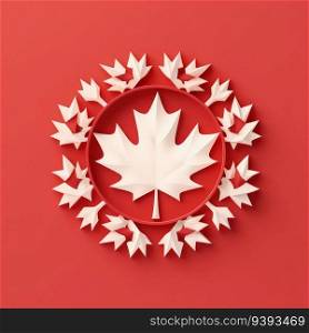 Paper Maple Celebration 3D Paper Cut Craft Illustration for Canada Day. For print, web design, UI, poster and other.