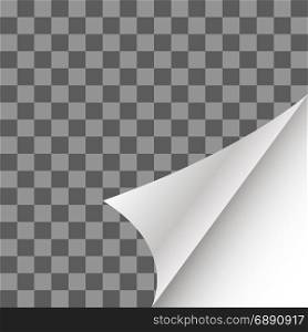 Paper Page Curl with Shadow on Checkered Background. Paper Page Curl with Shadow