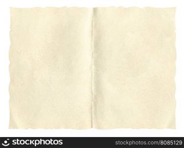 Paper parchment background. Blank paper parchment for greeting card or invitation or restaurant menu isolated over white