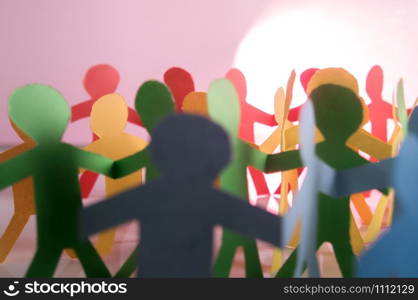 Paper people in rainbow colors