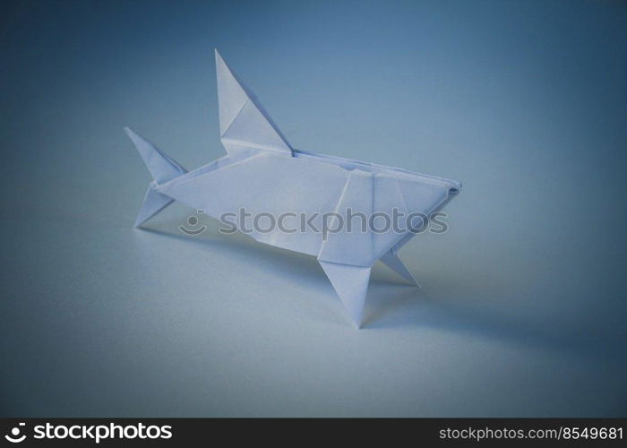 Paper shark origami isolated on a blank background. Paper shark origami isolated on blank background