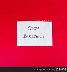 paper sheet with stop bullying words