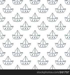 Paper ships seamless pattern. Repeat vector background for baby boy fabric. Linear ships pattern for textile design. Minimal nautical illustration. Paper ships seamless pattern. Repeat vector background for baby boy fabric. Linear ships pattern for textile design. Minimal nautical illustration.