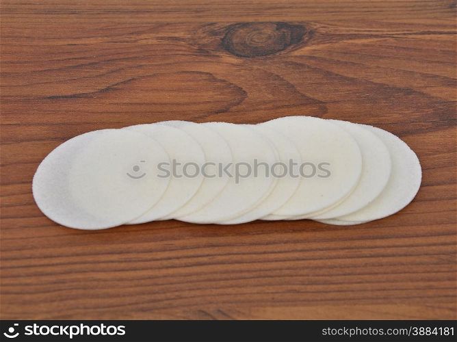 Paper wafers on wood