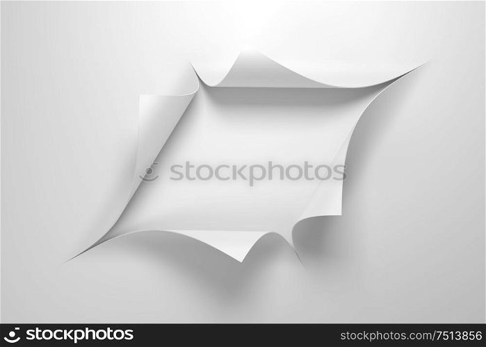 paper with the curled corner, 3d rendering