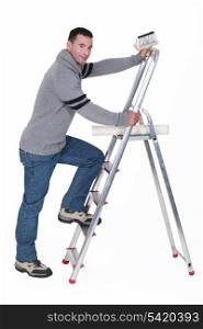 Paperhanger with ladder