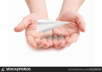 Paperplane hovering over hands