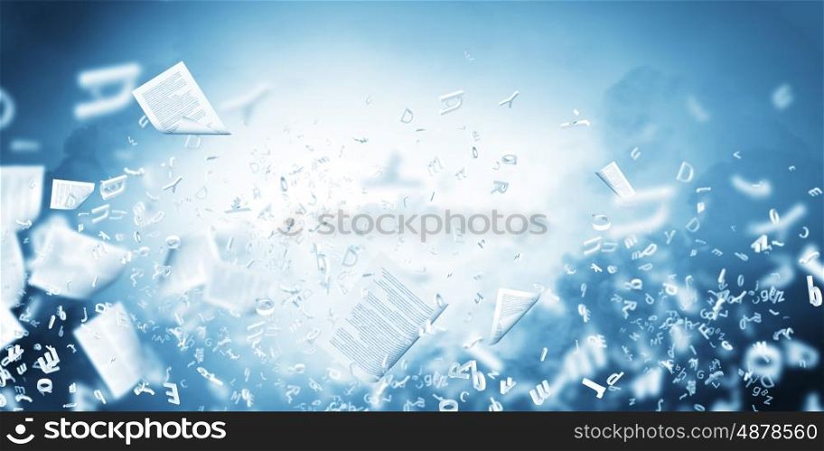 Paperwork. Background conceptual image with papers flying in air