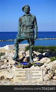 PAPHHOS, CYPRUS - CIRCA NOVEMBER 2017 Statue of General George Grivas-Dhigenis