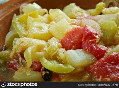 paprikash zucchini - HungarianStewed vegetables close up