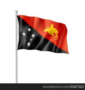 Papua New Guinea flag, three dimensional render, isolated on white. Papua New Guinea flag isolated on white