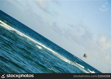 Parachute flying over the sea