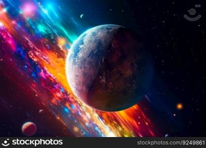 parade of planets in space in a colorful galaxy 
solar system generative ai.
