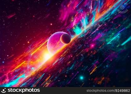 parade of planets in space in a colorful galaxy  solar system generative ai.