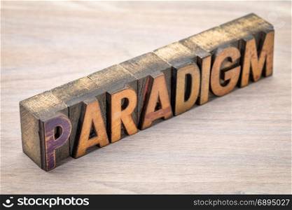 paradigm - a word abstract in vintage wooden letterpress printing blocks