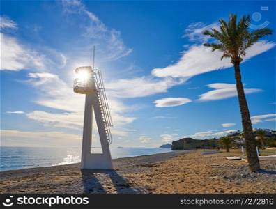 Paradis or Paraiso beach playa in Vila Joiosa of Alicante of Spain also Villajoyosa of Costa Blanca