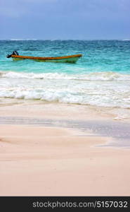 paradise beach in mexico palm in the blue lagoon relax and boat