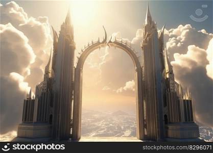 paradise gate to heaven in sun sky generative ai.