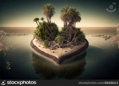 Paradise of love Nice aerial view of a heart shaped island. Honeymoon travel concept. Gnerative AI