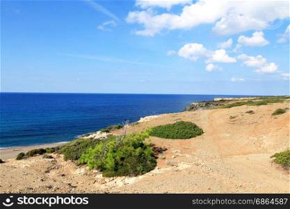 Paradise. Scenic landscape. Sea, sand cloudy skies Cyprus