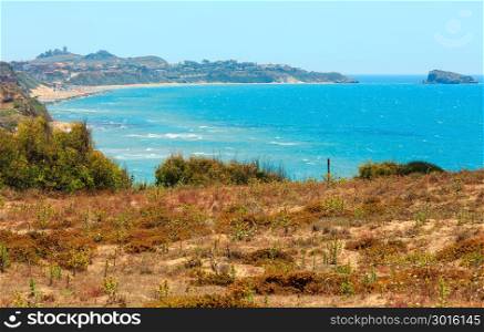 Paradise sea bay with azure water and beach view from coastline, Torre di Gaffe, Agrigento, Sicily, Italy