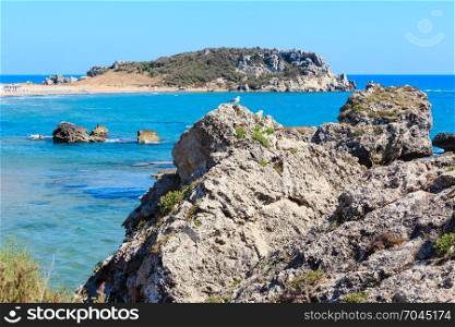 Paradise sea beach Cala Paradiso and Cala del Re near Rocca di San Nicola, Agrigento, Sicily, Italy