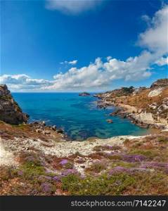 Paradise sea beach Cala Paradiso near Rocca di San Nicola, Agrigento, Sicily, Italy. Two shots stitch image.