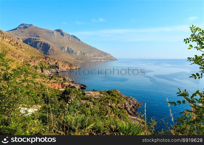 Paradise sea landscape from coastline trail of Zingaro Nature Reserve Park, between San Vito lo Capo and Scopello, Trapani province, Sicily, Italy