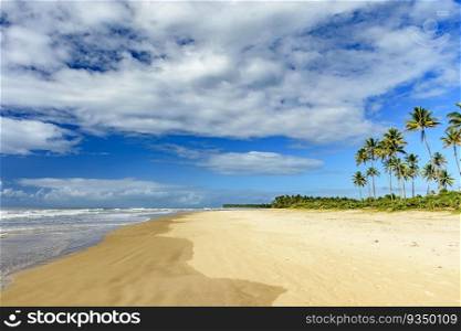 Paradisiacal tropical beach of Sargi in Serra Grande in Bahia, northeastern Brazil. Paradisiacal tropical beach of Sargi