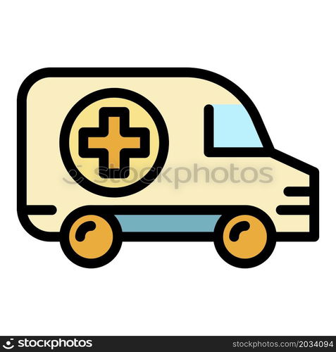 Paramedic ambulance icon. Outline paramedic ambulance vector icon color flat isolated. Paramedic ambulance icon color outline vector