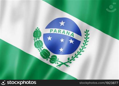 Parana state flag, Brazil waving banner collection. 3D illustration. Parana state flag, Brazil