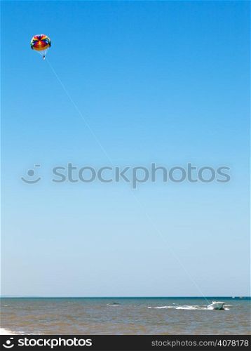 Parasailing on Sea of Azov coast, Taman Peninsula, Russia
