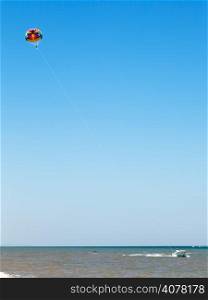 Parasailing on Sea of Azov coast, Taman Peninsula, Russia