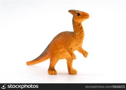 Parasaurolophus dinosaur toy model on white background