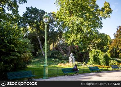 Parc Monceau gardens and statues, Paris, France. Parc Monceau, Paris, France