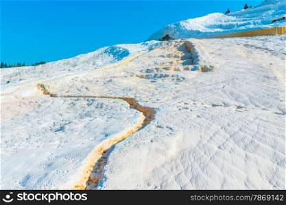parched chalky mountain in Pamukkale in Turkey