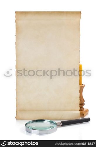 parchment scroll isolated on white background