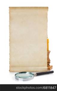 parchment scroll isolated on white background
