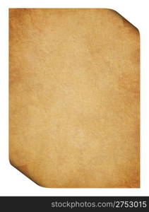 Parchment with folded corners. Detailed old page papers. It is isolated on a white background