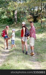 Parents and children on a hiking day