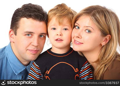 Parents and son close up portrait