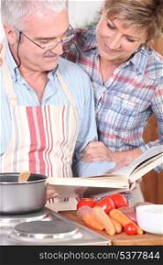 Parents cooking in kitchen