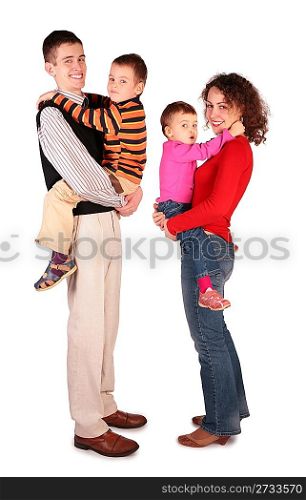 parents hold children on hands