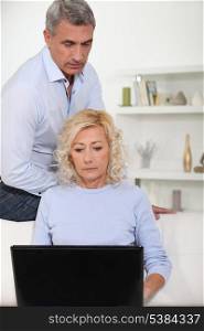 Parents with laptop