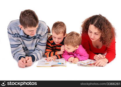 parents with son and daughter look books