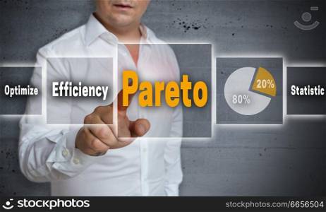 Pareto concept background is shown by man.. Pareto concept background is shown by man