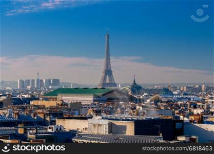 Paris. Aerial view of the city.. Aerial view of Paris from a height on a sunny day.
