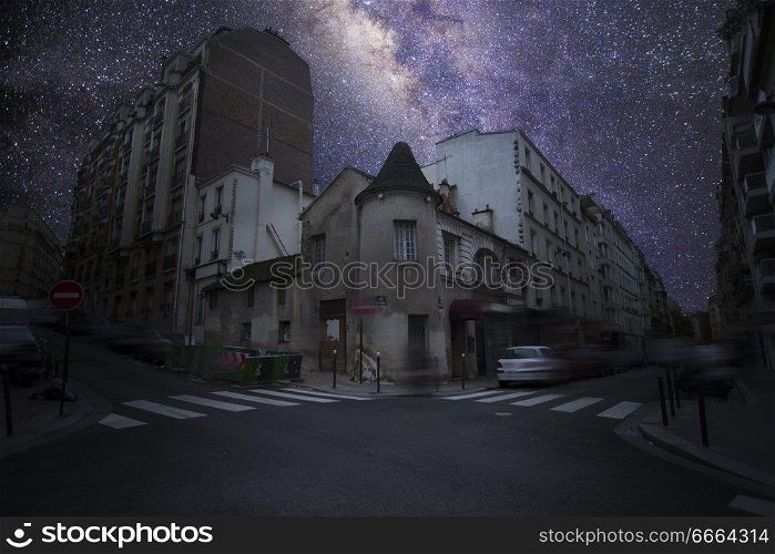 Paris at night under the light of the stars.
